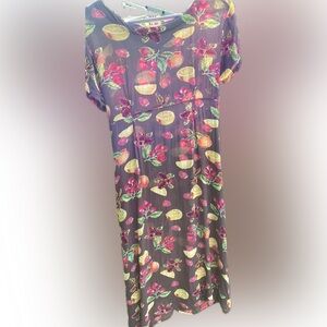 Vintage Semi-Sheer Fruit Print Dress.